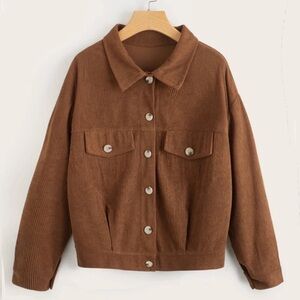 3/$30 NWT Shirt jacket brown ribbed medium